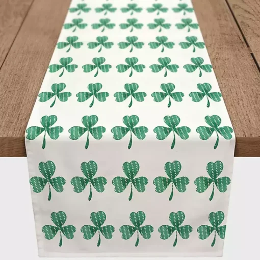 Best Green and White Clover Grid Table Runner, 72 in. St Patricks Day Decorations