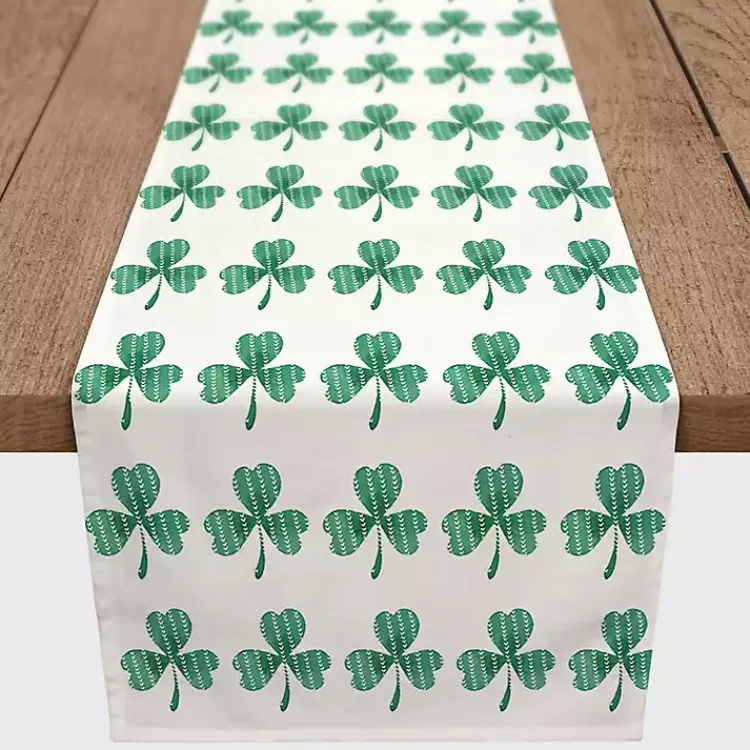 Best Green and White Clover Grid Table Runner, 72 in. St Patricks Day Decorations