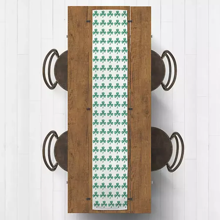 Best Green and White Clover Grid Table Runner, 72 in. St Patricks Day Decorations