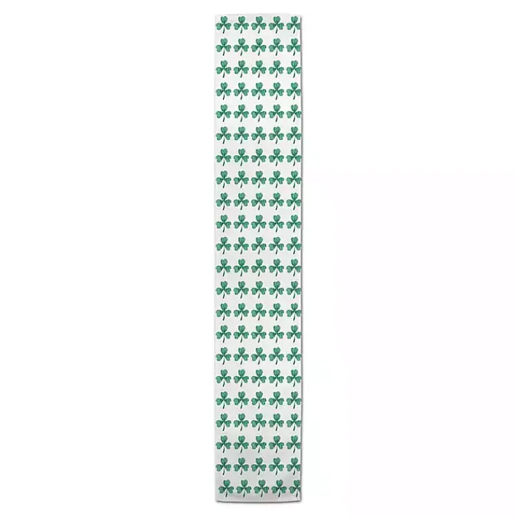 Best Green and White Clover Grid Table Runner, 72 in. St Patricks Day Decorations