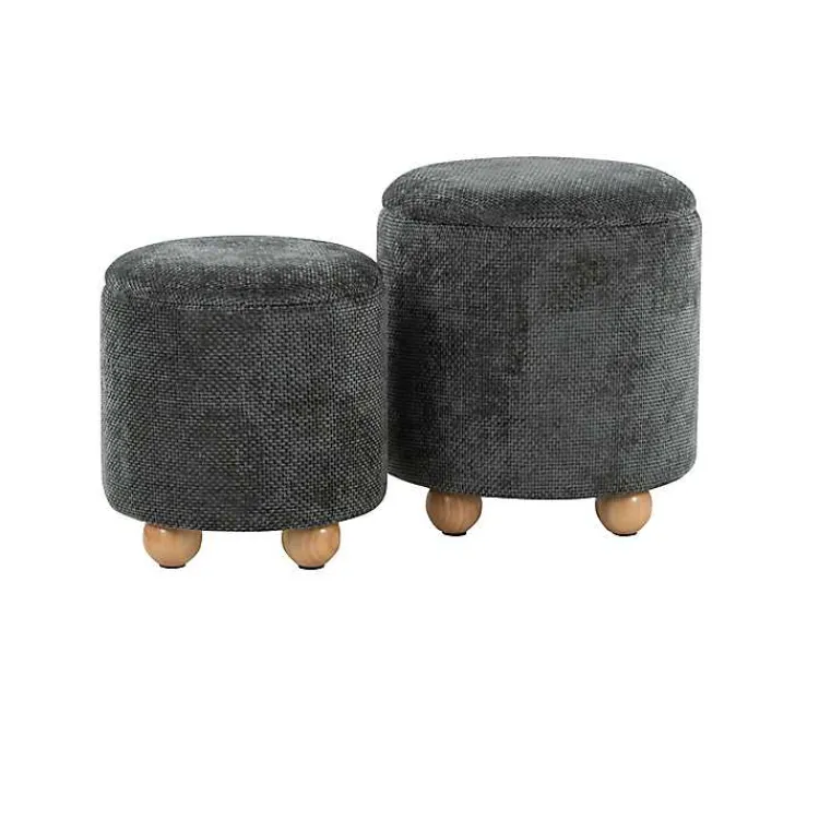 Kirklands Home Benches & Ottomans|Bacci Nesting Ottomans, Set of 2 Green