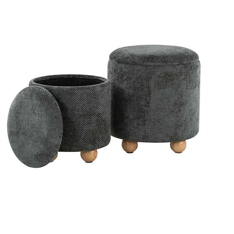 Kirklands Home Benches & Ottomans|Bacci Nesting Ottomans, Set of 2 Green
