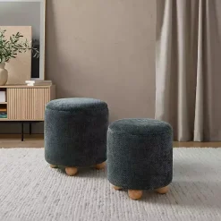 Kirklands Home Benches & Ottomans|Bacci Nesting Ottomans, Set of 2 Green