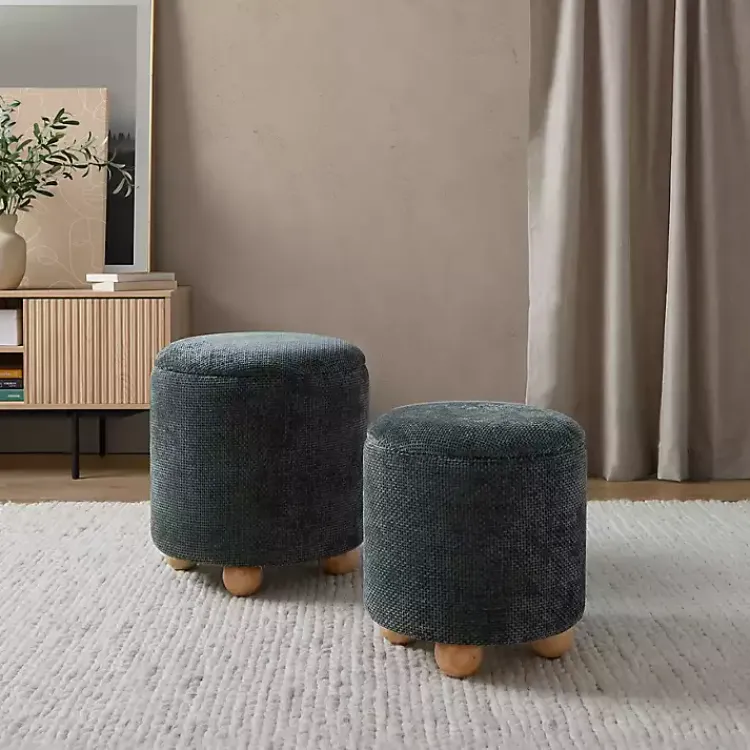 Kirklands Home Benches & Ottomans|Bacci Nesting Ottomans, Set of 2 Green