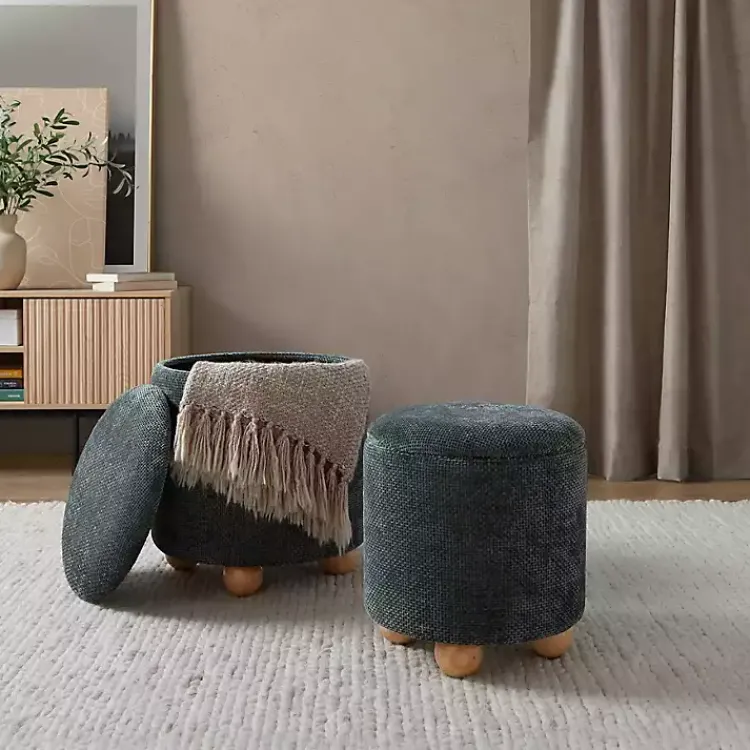 Kirklands Home Benches & Ottomans|Bacci Nesting Ottomans, Set of 2 Green