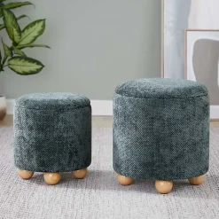Kirklands Home Benches & Ottomans|Bacci Nesting Ottomans, Set of 2 Green