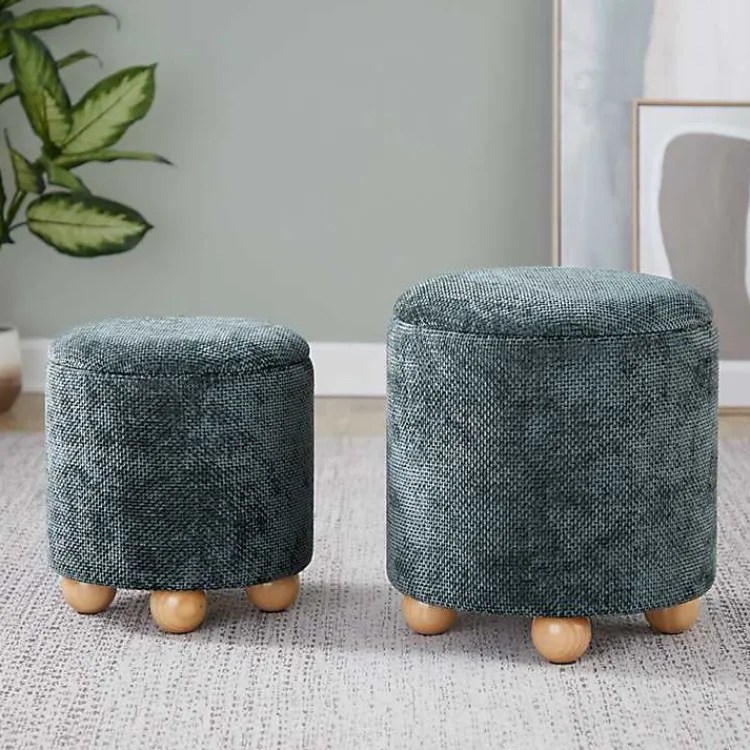 Kirklands Home Benches & Ottomans|Bacci Nesting Ottomans, Set of 2 Green