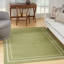 Kirklands Home Outdoor Rugs|Green Bordered Indoor/Outdoor Area Rug, 5x7