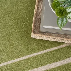 Kirklands Home Outdoor Rugs|Green Bordered Indoor/Outdoor Area Rug, 5x7