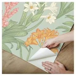 Kirklands Home Wall Murals & Wallpaper|Botanical Villa Peel & Stick Wallpaper Green