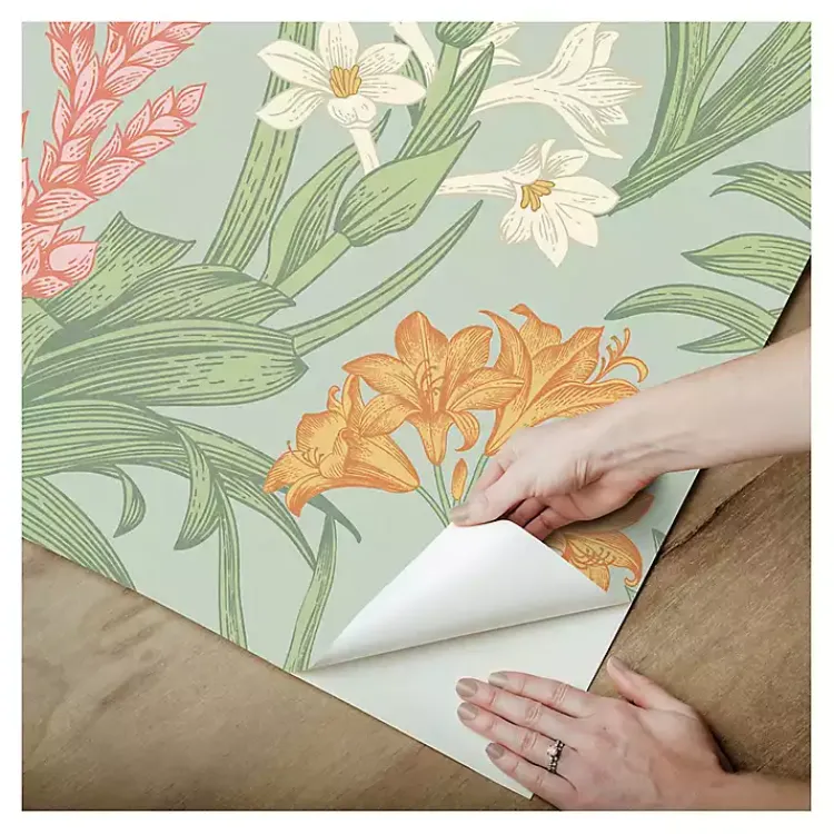 Kirklands Home Wall Murals & Wallpaper|Botanical Villa Peel & Stick Wallpaper Green