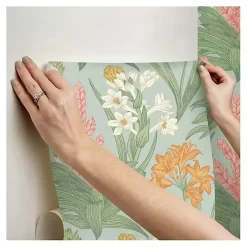 Kirklands Home Wall Murals & Wallpaper|Botanical Villa Peel & Stick Wallpaper Green