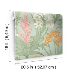 Kirklands Home Wall Murals & Wallpaper|Botanical Villa Peel & Stick Wallpaper Green