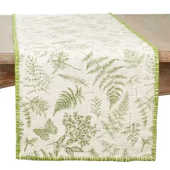 Kirklands Home Table Linens|Green Botanical Whipstitch Table Runner