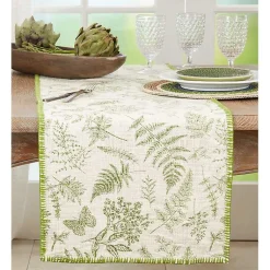 Kirklands Home Table Linens|Green Botanical Whipstitch Table Runner