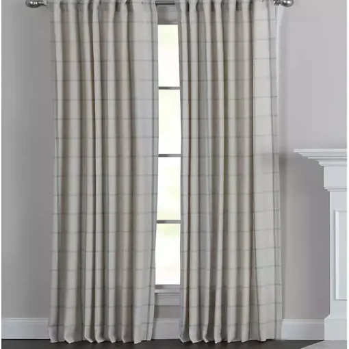 Kirklands Home Curtains & Drapes|Green Checkered Single Curtain Panel, 84 in.