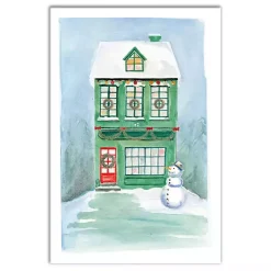 Hot Green Christmas House Canvas Art Print Christmas Art & Wall Decor