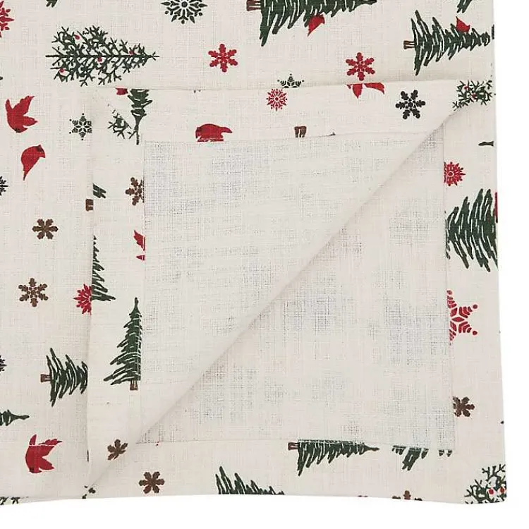 Kirklands Home Table Linens|Green Christmas Trees and Snowflakes Table Runner