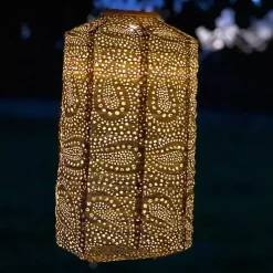 Kirklands Home Outdoor Lighting|Fan Cylinder Hanging LED Outdoor Lantern Green