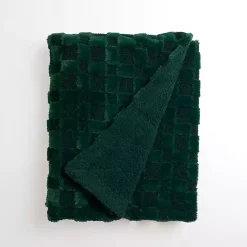 Outlet Faux Fur and Boucle Checkerboard Throw Blankets & Throws