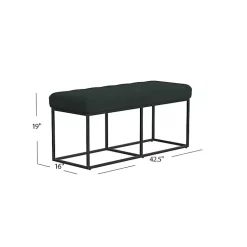 Kirklands Home Benches & Ottomans|Faux Suede Upholstered Metal Frame Bench Green