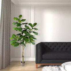 Discount Green Fiddle Leaf Tree in Distressed Pot Trees & Topiaries