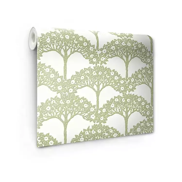 Kirklands Home Wall Murals & Wallpaper|Green Flowering Trees Peel & Stick Wallpaper