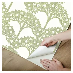 Kirklands Home Wall Murals & Wallpaper|Green Flowering Trees Peel & Stick Wallpaper