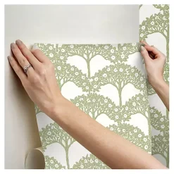 Kirklands Home Wall Murals & Wallpaper|Green Flowering Trees Peel & Stick Wallpaper