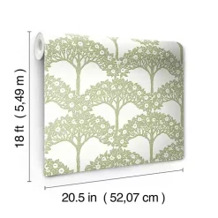 Kirklands Home Wall Murals & Wallpaper|Green Flowering Trees Peel & Stick Wallpaper