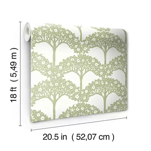 Kirklands Home Wall Murals & Wallpaper|Green Flowering Trees Peel & Stick Wallpaper