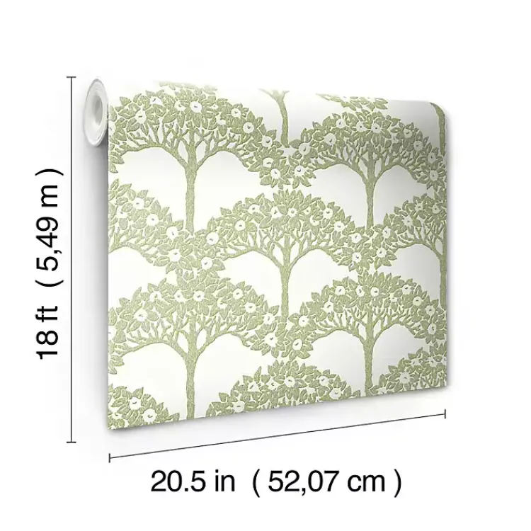 Kirklands Home Wall Murals & Wallpaper|Green Flowering Trees Peel & Stick Wallpaper