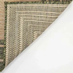 Kirklands Home Outdoor Rugs|Green Framed Border Outdoor Area Rug, 4x7