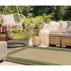 Kirklands Home Outdoor Rugs|Green Framed Border Outdoor Area Rug, 7x9