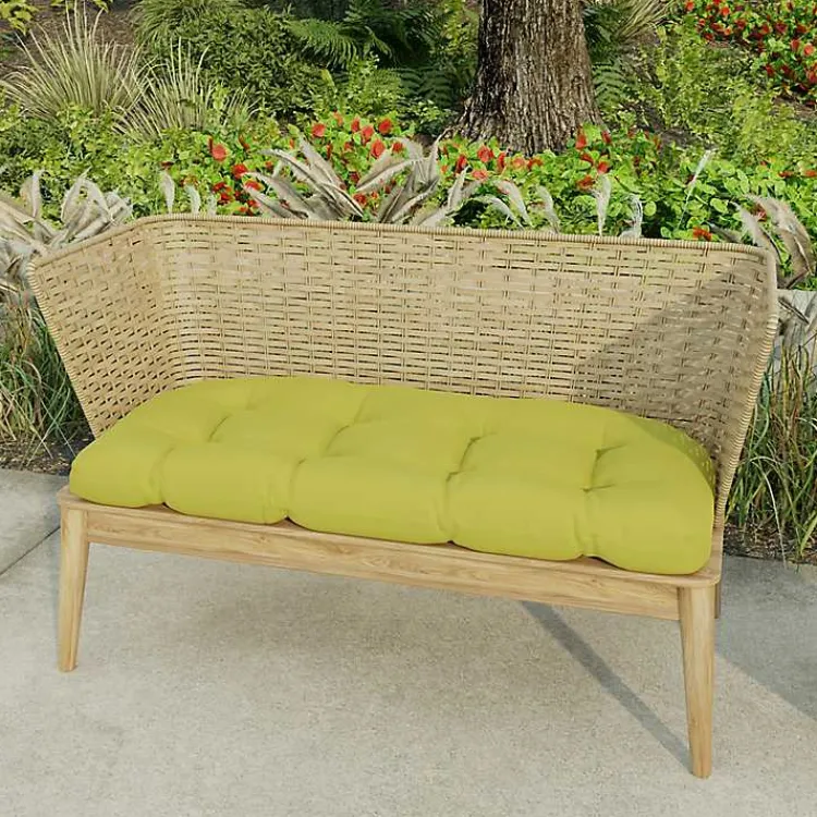 Kirklands Home Outdoor Cushions & Pillows|French Edge Outdoor Wicker Settee Cushion Green