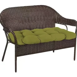 Kirklands Home Outdoor Cushions & Pillows|French Edge Outdoor Wicker Settee Cushion Green