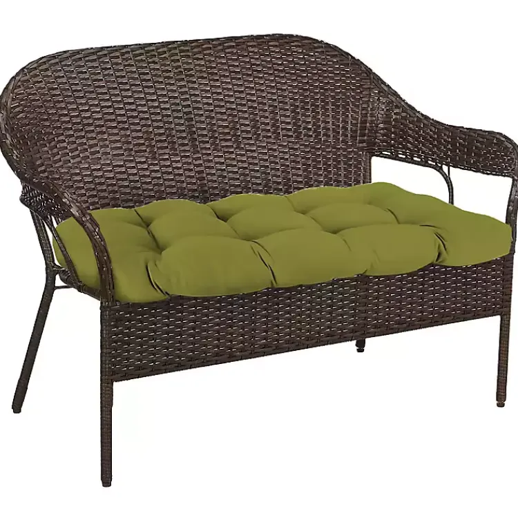 Kirklands Home Outdoor Cushions & Pillows|French Edge Outdoor Wicker Settee Cushion Green