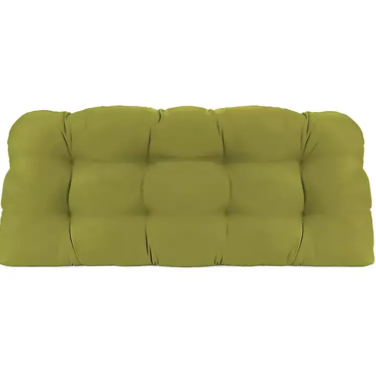 Kirklands Home Outdoor Cushions & Pillows|French Edge Outdoor Wicker Settee Cushion Green