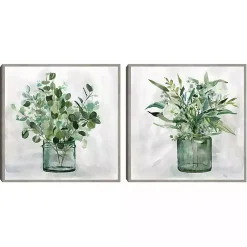 Kirklands Home Canvas Art|Green Garden 2-pc. Framed Canvas Art Print Set Gray