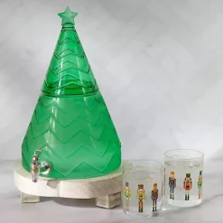 Kirklands Home Serving & Entertaining|Glass Christmas Tree Drink Dispenser Green