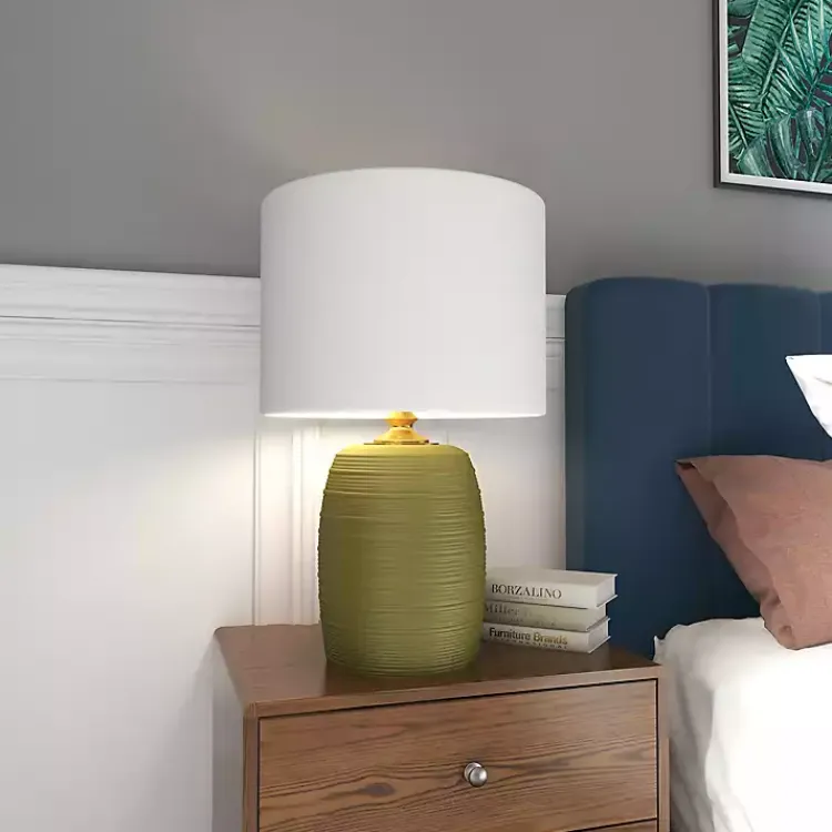 Kirklands Home Table Lamps|Green Glass Fiola Table Lamp White