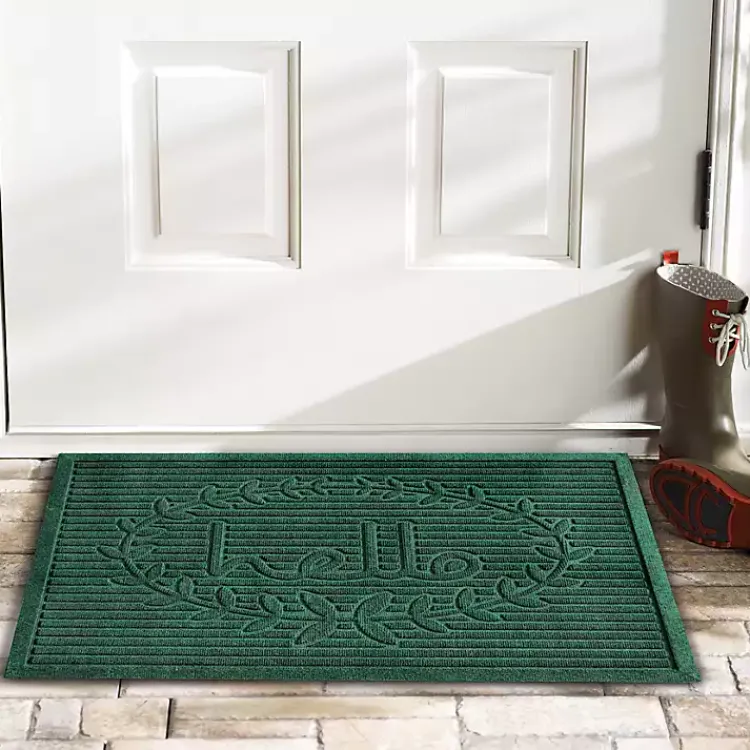 Kirklands Home Doormats|Hello Ribbed Durable Doormat Green