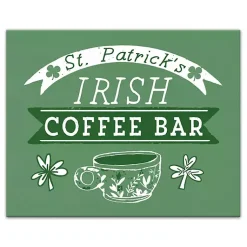 Discount Green Irish Coffee Bar Canvas Art Print St Patricks Day Decorations