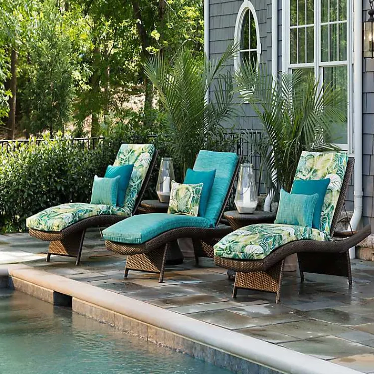 Kirklands Home Outdoor Cushions & Pillows|Green Lagoon Outdoor Chaise Cushion