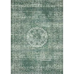 Kirklands Home Outdoor Rugs|Mist Tribal Medallion Outdoor Rug, 6x9 Green