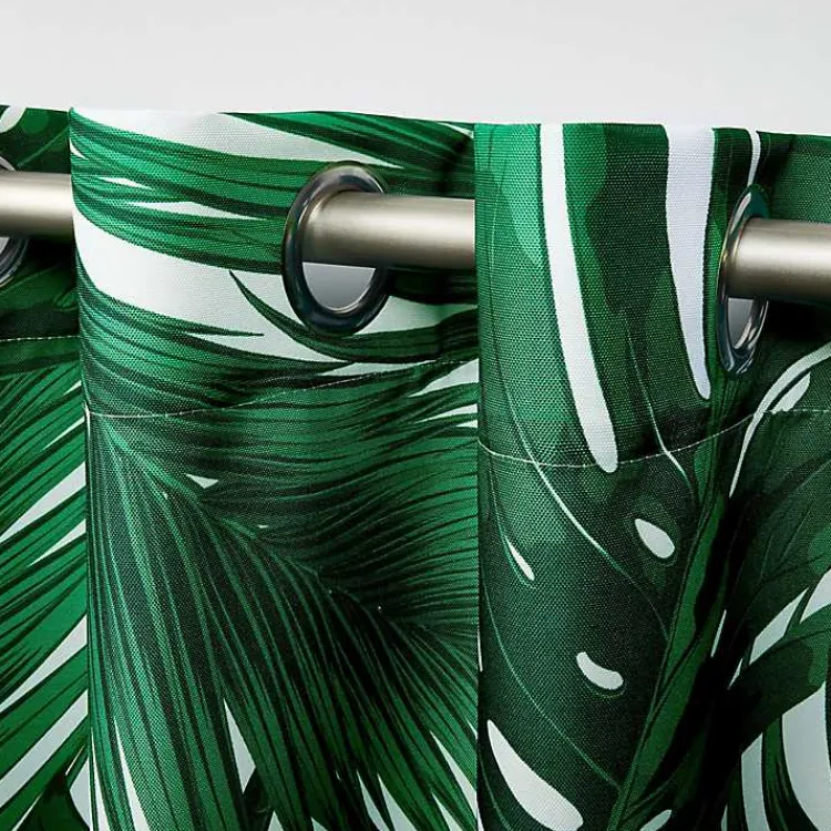 Kirklands Home Outdoor Curtains|Green Palm Leaf Outdoor Curtain Panel Set, 96 in.