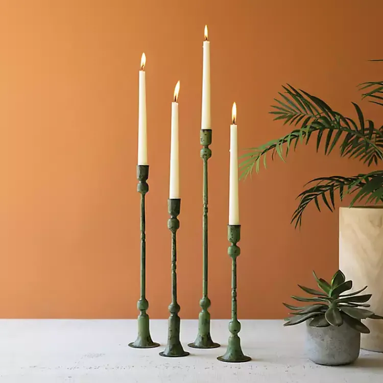 New Patina Forged Iron Candle Holders, Set of 4 Candle Holders