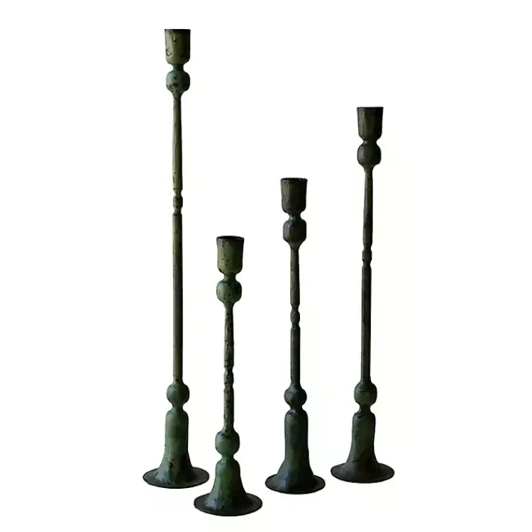 New Patina Forged Iron Candle Holders, Set of 4 Candle Holders