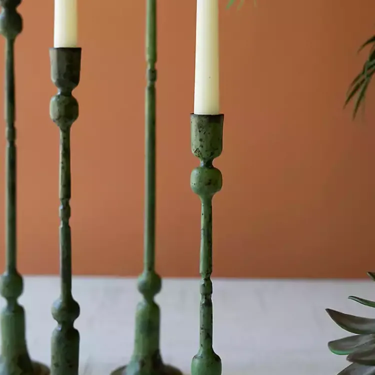 New Patina Forged Iron Candle Holders, Set of 4 Candle Holders