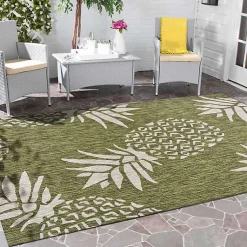 Kirklands Home Outdoor Rugs|Pineapple Indoor/Outdoor Area Rug, 5x7 Green